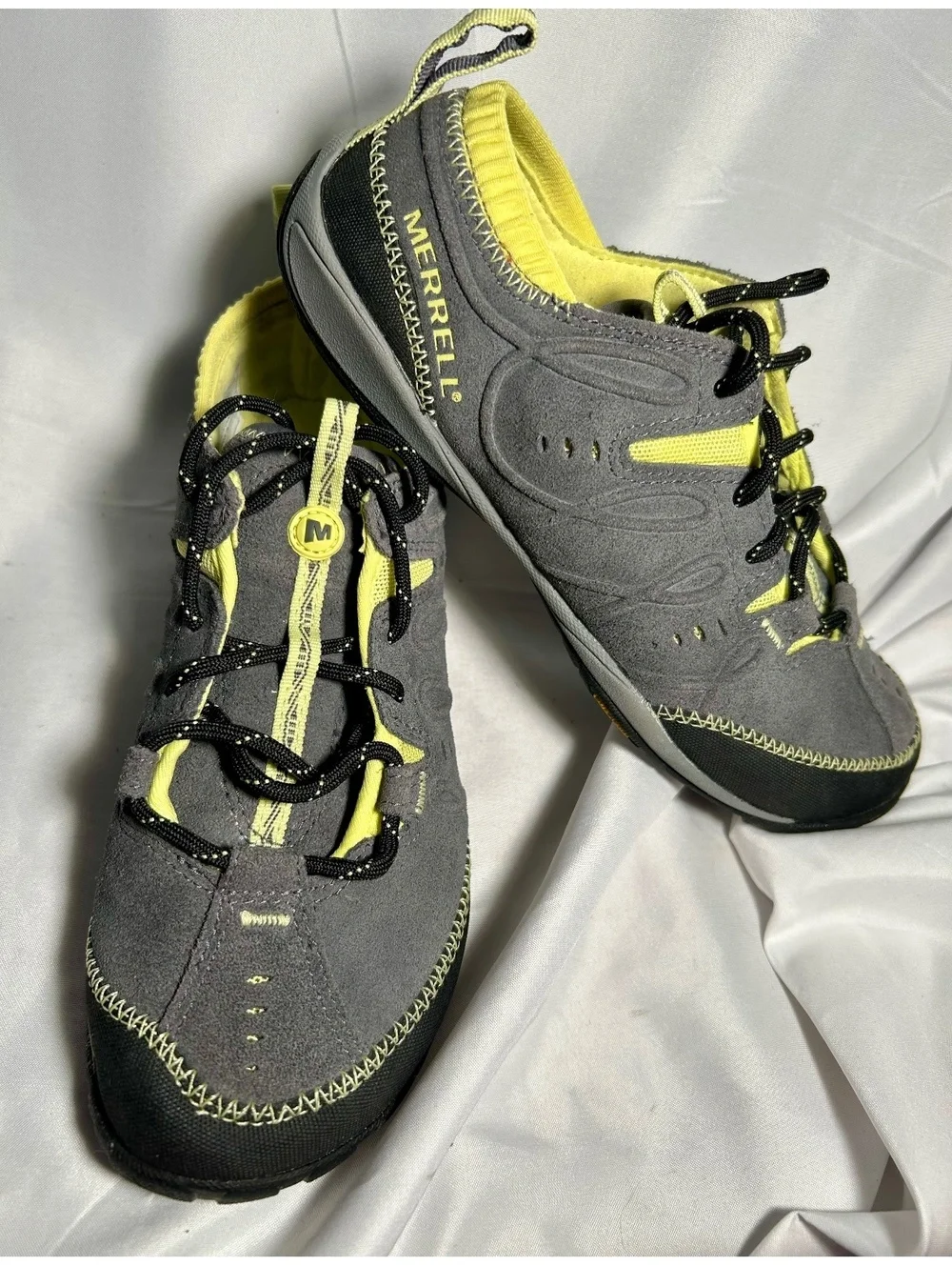 Merrell Barefoot Contour Glove Womens 6.5 Castle Rock Gray Yellow Vibram hiking